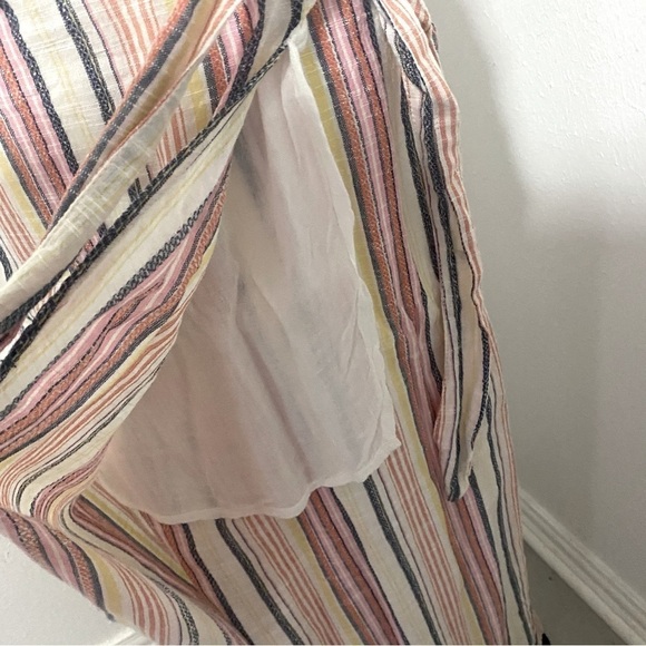 Free People Women’s Aubrey Sarong Vertical Multi Stripe High-Low Skirt Sz 12 NWT - Picture 6 of 12